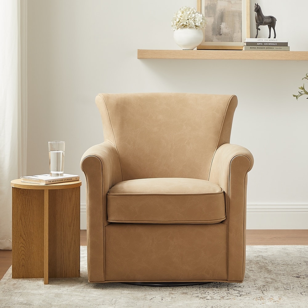 Whitby Faux Leather Swivel Accent Chair