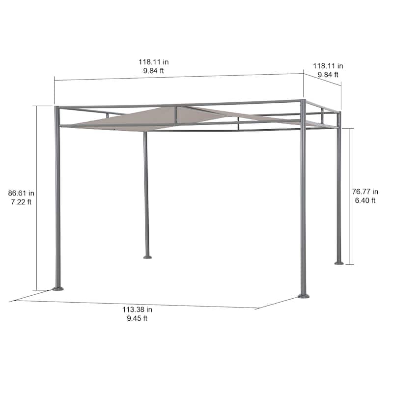 Sunjoy 10’ x 10’ Darkeford Metal Pergola with Sling Fabric Canopy