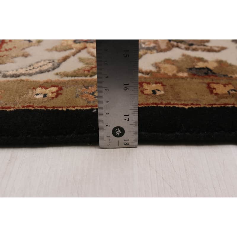 ECARPETGALLERY Hand-knotted Finest Agra Jaipur Black Viscose, Wool Rug - 7'10 x 10'3