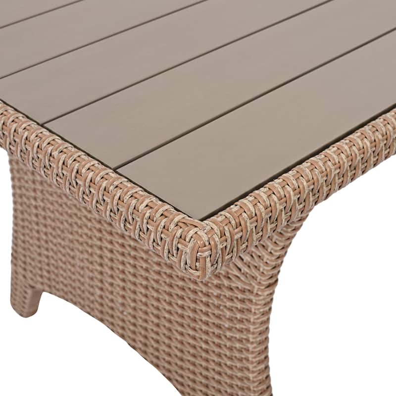 Roomfitters 6-Piece Outdoor Rattan Wicker Patio Garden Set with Sofa, Chair, Stools and Table