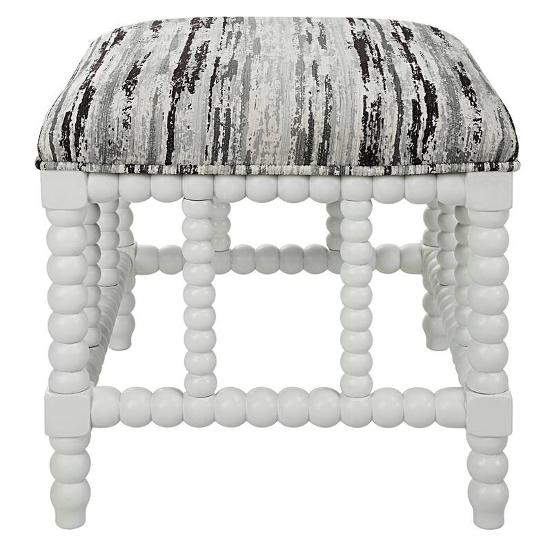 Small Upholstered Bench with Turned Base - 22.5" - White