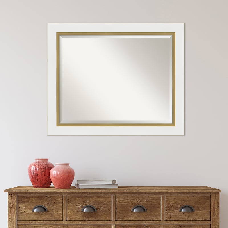 Beveled Wall Mirror - Eva White Gold Frame - Eva White Gold