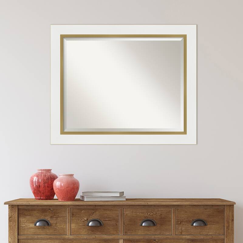 Beveled Bathroom Wall Mirror - Eva White Gold Frame