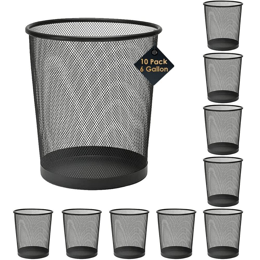 Black Mesh Trash Cans, 10Pack 6 Gal Mesh Office Trash Can, Open Metal