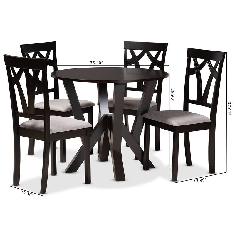 Branca Modern and Contemporary 5-Piece Wood Dining Set-Dark Brown