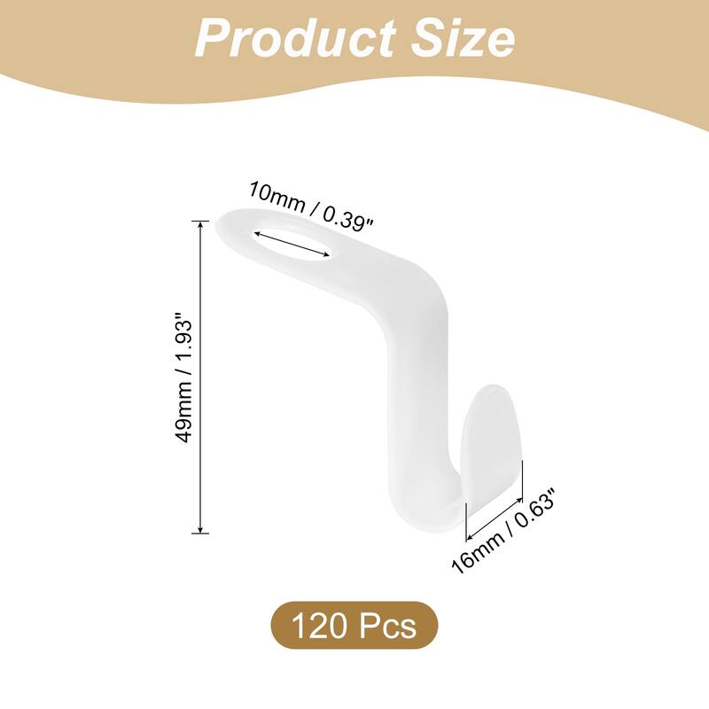 120Pcs Clothes Hanger Connector Hooks, Plastic Hooks Hanger Extension Hook, White - 49mmx16mm/1.93"x0.63" - White - 49mmx16mm/1.93"x0.63"