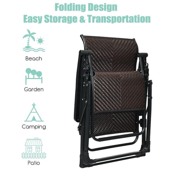 Patio Rattan Zero Gravity Lounge Chair Brown On Sale Overstock 31814881