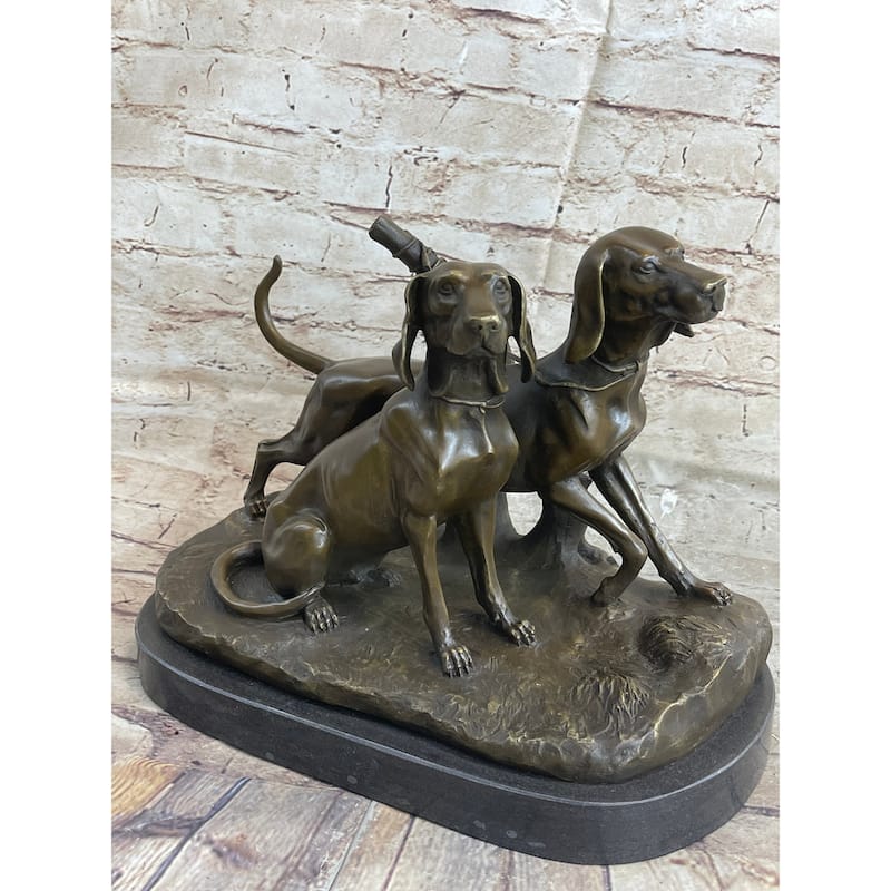 Two Large Vizsla Imitative Dog Imitative Dogs Animal House Pet By Debut Bronze Marble Sculpture Gift