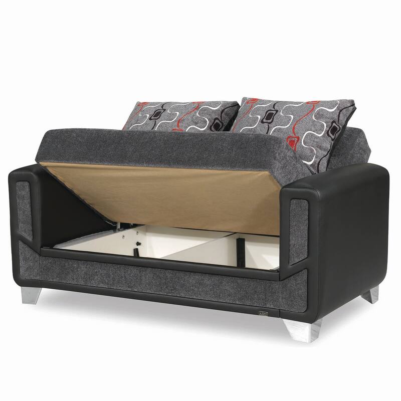 Collection Upholstered Convertible Loveseat With Storage - Grey