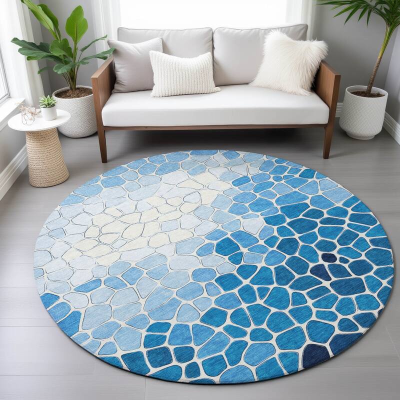 Machine Washable Indoor/Outdoor Contemporary Ombre Chantille Rug