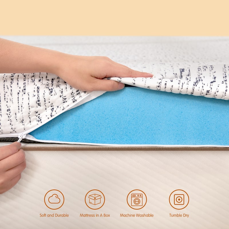 Subrtex 2,3 or 4 inch Gel-Infused Memory Foam Mattress Topper with Removable Cooling Cover