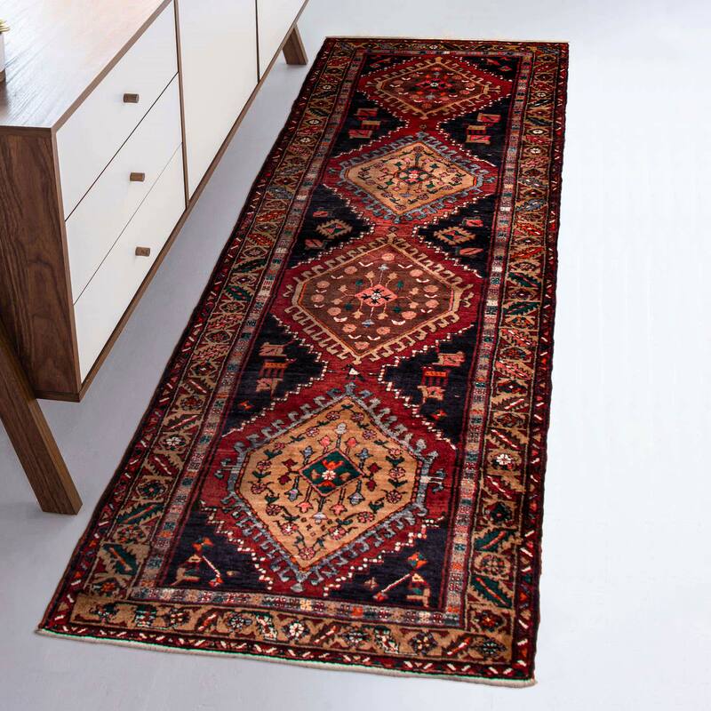 ECARPETGALLERY Hand-knotted Konya Anatolian Navy Wool Rug - 3'9 x 13'9