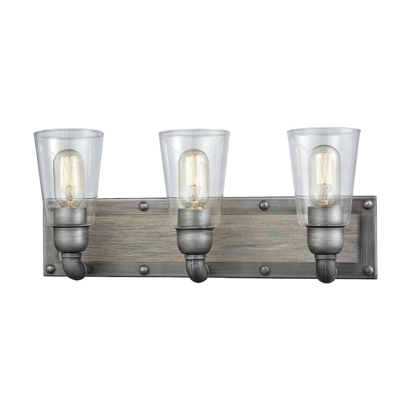 Elk Home Platform Weathered Zinc Glass Vanity Light