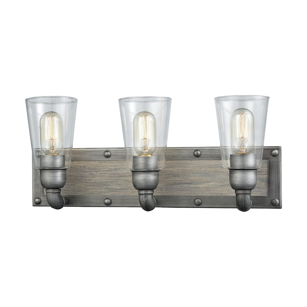 Elk Home Platform Weathered Zinc Glass Vanity Light