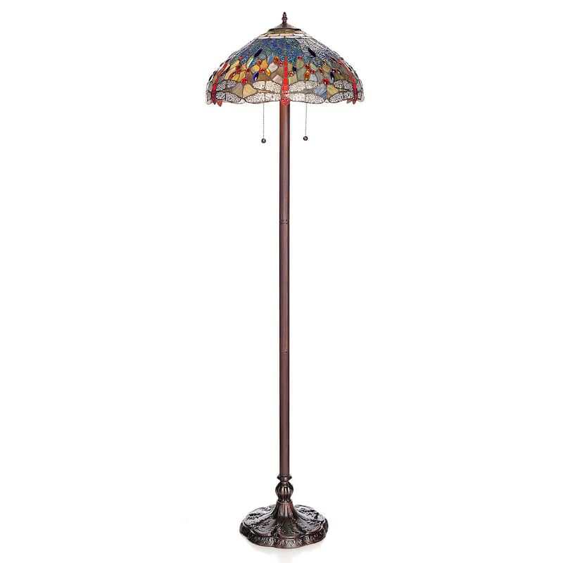 Copper Grove Simeonov Tiffany-style Blue Dragonfly Floor Lamp - Blue
