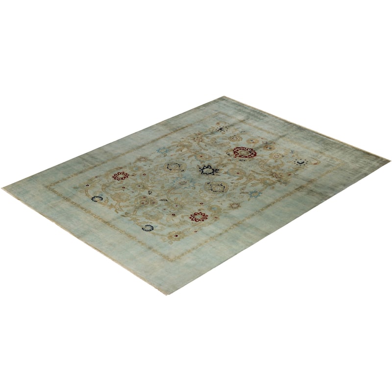 Overton Hand Knotted Wool Vintage Inspired Modern Contemporary Overdyed Gray Area Rug - 8' 9" x 11' 6"