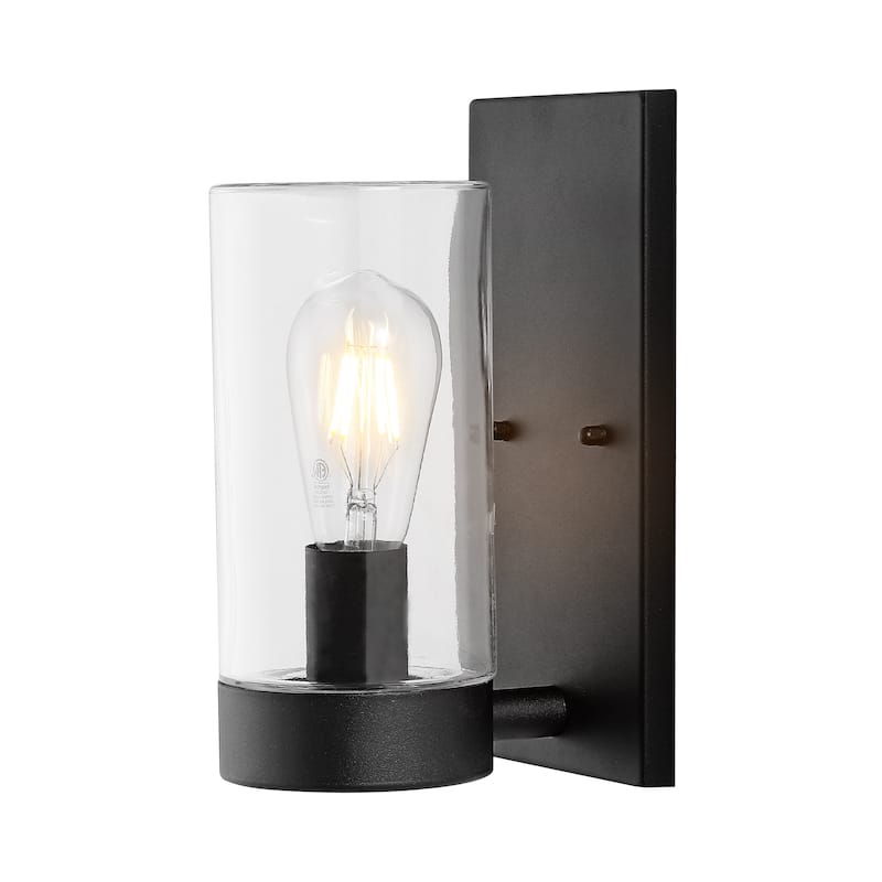 SAFAVIEH Lighting Lianne Outdoor Wall Sconce/Black - 5"W x 6"D x 10"H