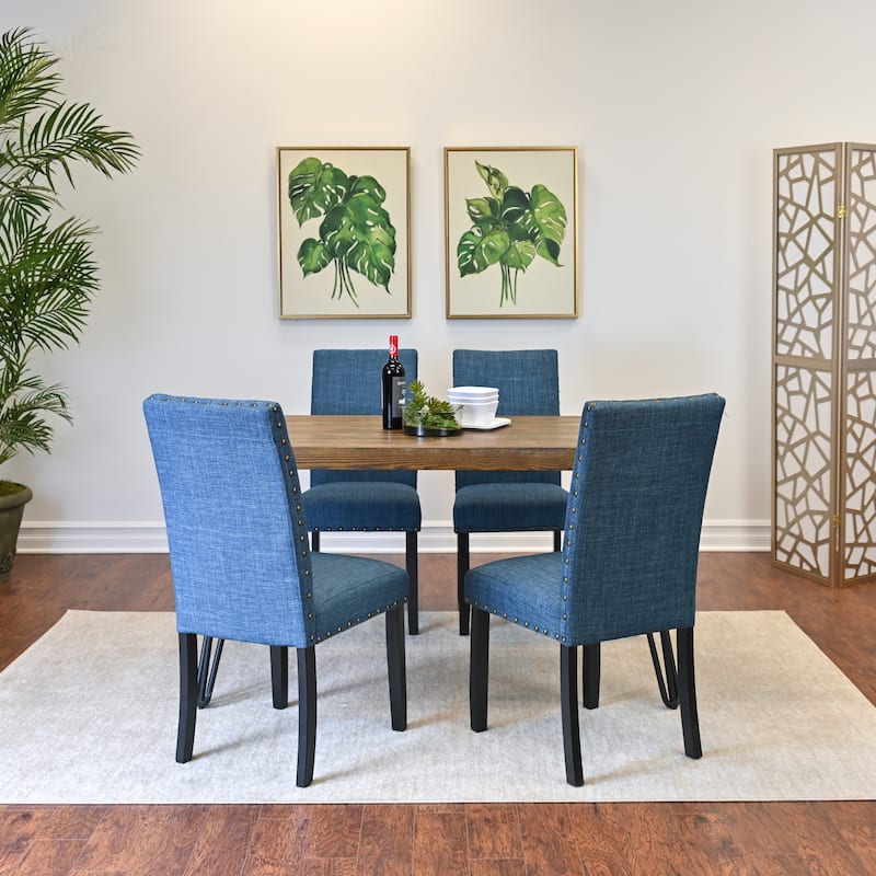 Roundhill Furniture Amisos 5-Piece Dining Set, Hairpin Dining Table with 4 Chairs