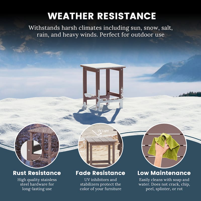 Polytrends Laguna Hdpe All Weather Outdoor Patio Square Side Table