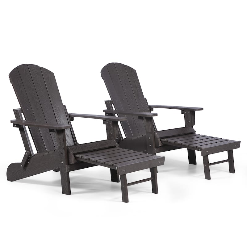 Hurley Folding Poly Adirondack Chair with Pull-out Ottoman (Set of 2)