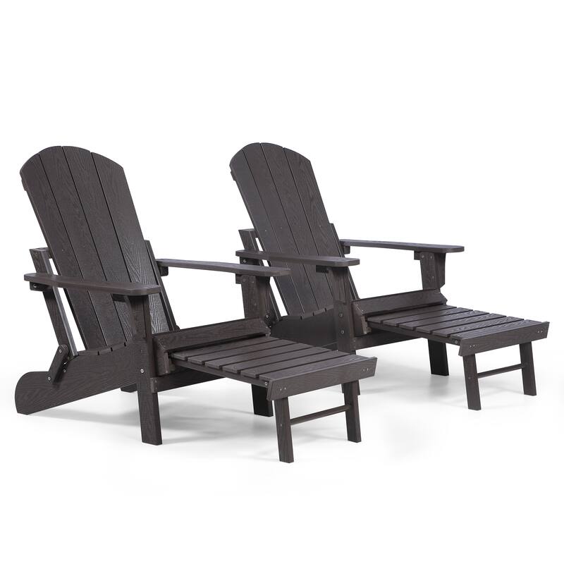 Seaton Folding Poly Adirondack Chair with Pull-out Ottoman, Set of 2