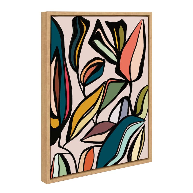Kate and Laurel Sylvie Fanciful Ficus Framed Canvas by Alicia Bock - 18x24 - Natural