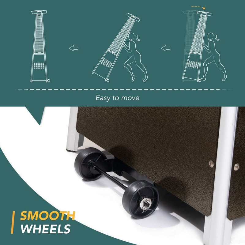 Pamapic 42,000 BTU Outdoor Pyramid Flame Patio Heater with Cover, Wheels