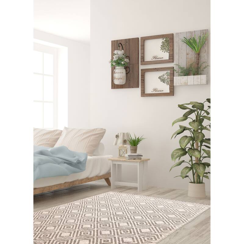 ECARPETGALLERY Braid weave Sienna Beige Wool Rug - 5'3 x 7'6