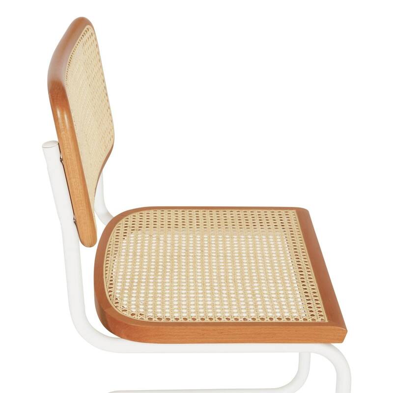 Breuer Chair Company Marcel Breuer Cesca Cane Cantilever Side Chair w/ White Steel Frame (Various Wood & Cane Colors)
