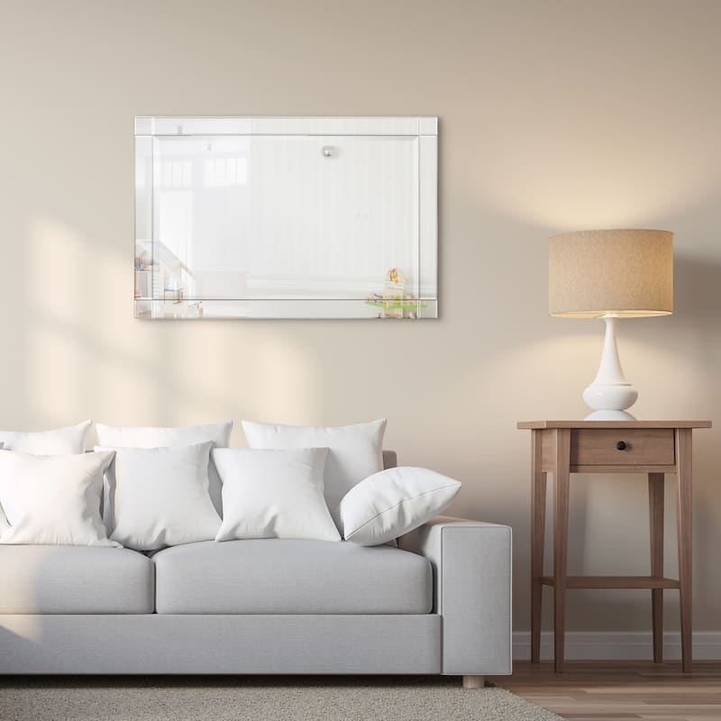 Framed Accent Modern Beveled Rectangle Wall Mirror 24 in. x 36 in. - Clear - 24 x 36