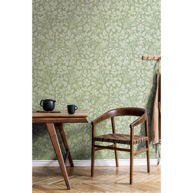 Marlow Green Bird Vine Wallpaper