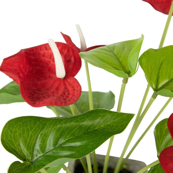 Anthurium Spring Floral Artificial Plant in a Square Pot - 12" - Red - Bed  Bath & Beyond - 38292398
