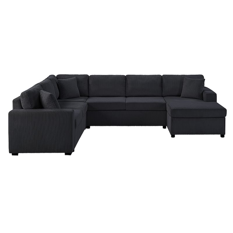 Oversized Sectional Sofa 115.3" U-Shaped Sofa with a Chaise Lounge and Three Soft Throw Pillows for Living Room