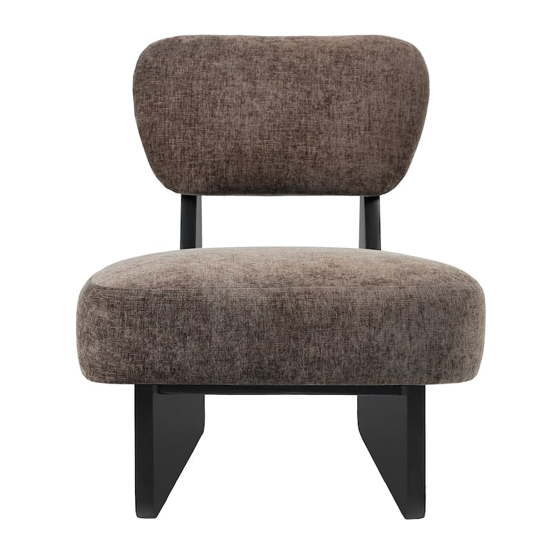 Christopher Knight Home -Vincent Polyester Upholstered Lounge Chair with Solid Wood Base（Set of 2） - Black+Dark Brown