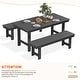 preview thumbnail 43 of 58, 3-Piece HDPE Outdoor Dining Set with Umbrella Hole Table and Two 2-Person Benches