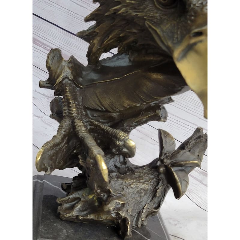 Abstract Eagle Bust W/ Talon And Feather Bronze Statue Sculpture Decor 15 Inches X 11 Inches