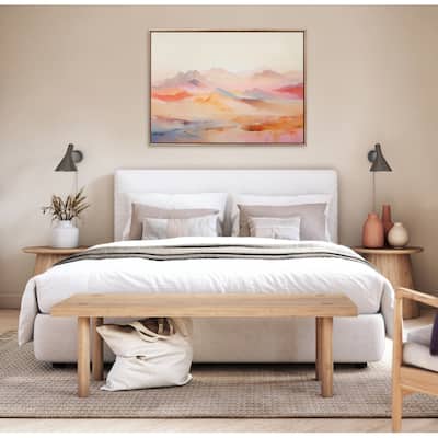 Kate and Laurel Sylvie Beaded Soft Pastel Mountain Abstract Framed Canvas by The Creative Bunch Studio