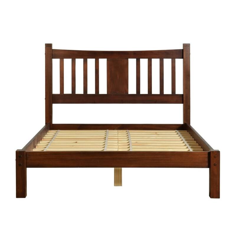 Sturdy Pine Wood Farmhouse Platform Bed Frame with Headboard