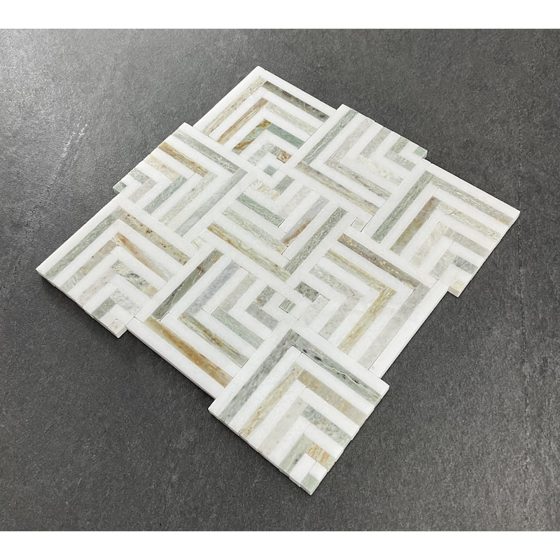 Groutless Square Basketweave Marble Mosaic Tiles - Case (10 Sheets)