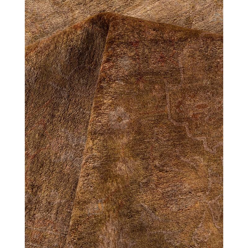 Overton Hand Knotted Wool Vintage Inspired Modern Contemporary Overdyed Brown Area Rug - 6' 1" x 10' 7"