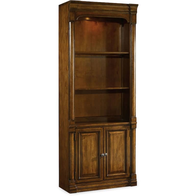 Hooker Furniture 34 Inch Wide Poplar Wood Shelving Unit from the - Warm Chestnut