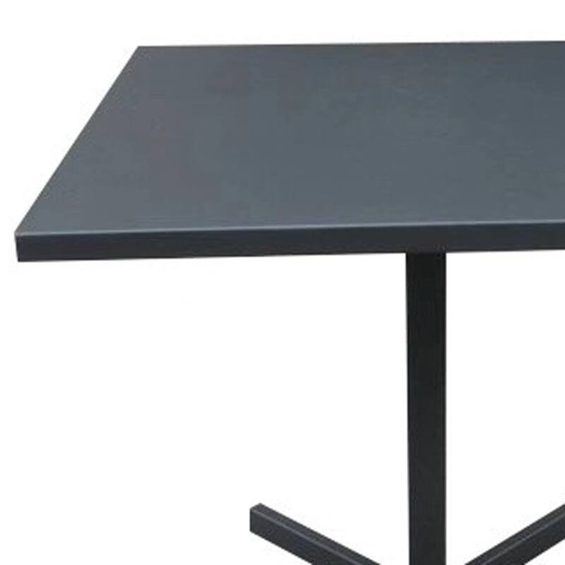 Grey Aluminum Square Pedestal Dining Table for 2 with Modern Fixed Base - 32” D x 32” W x 29” H