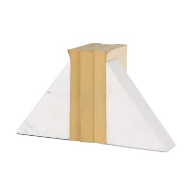Alec White Marble Pyramid Bookends