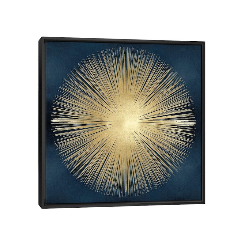 iCanvas "Sunburst Gold On Blue I" by Abby Young Framed Canvas Print - 37x37 - Black