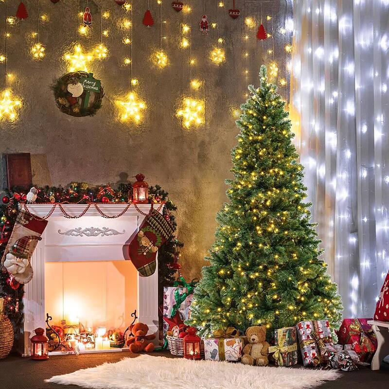 Gymax 6 FT Pre-Lit PVC Christmas Tree & Storage Bag w/ Warm White LED