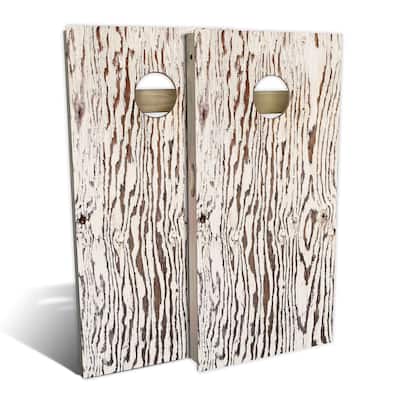Country Living Rustic White Chipped Outdoor Cornhole Board Set