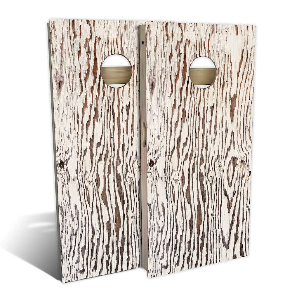 Country Living Rustic White Chipped Outdoor Cornhole Board Set