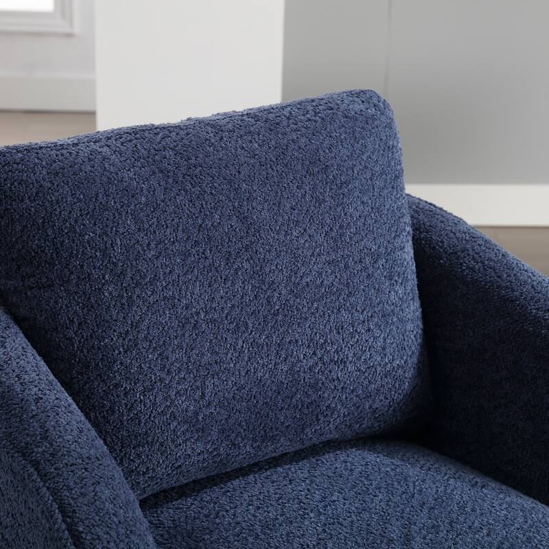 30.3" Boucle Upholstered Swivel Chair Barrel Accent Chair, 360° Swivel Club Chair, Comfy Round Lounge Armchair