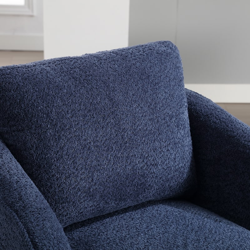 30.3"W Boucle Upholstered Swivel Accent Barrel Chair and Comfy Round Accent Single Sofa Chair