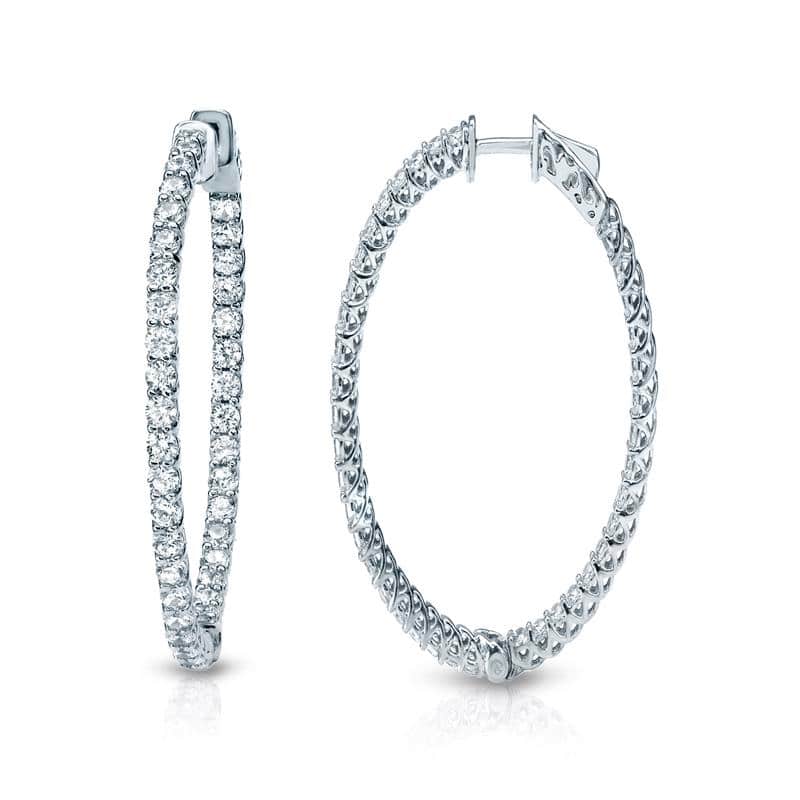 Auriya 14k Gold 2 1/2ctw Small or Medium Inside-out Diamond Hoop Earrings